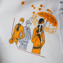 Load image into Gallery viewer, 70s ART DECO STYLE FLAPPER LADIES POLO SPECTATORS NOVELTY SHIRT - S
