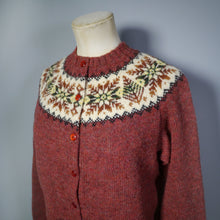 Load image into Gallery viewer, 70s / 80s RUST RED FAIRISLE WOOL CARDIGAN - M