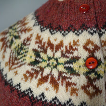 Load image into Gallery viewer, 70s / 80s RUST RED FAIRISLE WOOL CARDIGAN - M