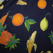 Load image into Gallery viewer, 50s HANDMADE BLACK LARGE FRUIT PRINT FULL SKIRTED NOVELTY DRESS - S