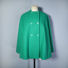 Load image into Gallery viewer, 80s BRIGHT JADE GREEN WOOL CAPE AND FITTED SKIRT SET - S-M