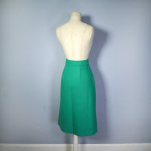 Load image into Gallery viewer, 80s BRIGHT JADE GREEN WOOL CAPE AND FITTED SKIRT SET - S-M