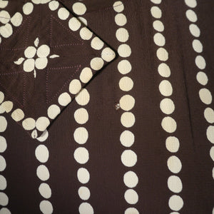 40s BROWN AND CREAM POLKA DOT CREPE DRESS  - XS