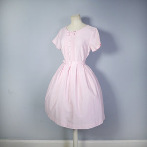 60s ST MICHAEL PASTEL PINK FULL SKIRTED DRESS WITH BELT AND BOW - S