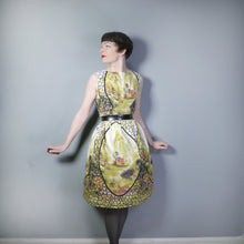 Load image into Gallery viewer, 50s HANDMADE ASIAN LANDSCAPE WATERCOLOUR NOVELTY DRESS - S