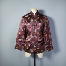 Load image into Gallery viewer, BROWN PADDED SATIN &quot;PEONY&quot; CHINESE BROCADE JACKET - S-M