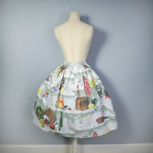 Load image into Gallery viewer, 50s NOVELTY PRINT FOOD BANQUET STILL LIFE FULL COTTON SKIRT - 24&quot;