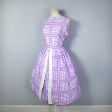 Load image into Gallery viewer, 50s PURPLE CHECK COTTON FULL SKIRTED DAY DRESS - M