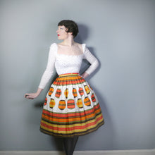 Load image into Gallery viewer, 50s 60s ORANGE STRIPE AND BALL PATTERN FULL COTTON SKIRT - 29.5&quot;