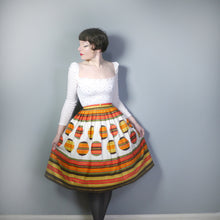 Load image into Gallery viewer, 50s 60s ORANGE STRIPE AND BALL PATTERN FULL COTTON SKIRT - 29.5&quot;