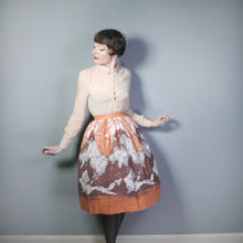 Load image into Gallery viewer, 50s DUSKY ORANGE SCENIC MOUNTAIN WITH RUINS NOVELTY FULL SKIRT - 25.5&quot;