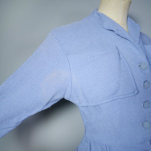 50s LIGHT BLUE FITTED SPRING/SUMMER SKIRT SUIT - XS