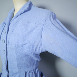 50s LIGHT BLUE FITTED SPRING/SUMMER SKIRT SUIT - XS