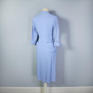 50s LIGHT BLUE FITTED SPRING/SUMMER SKIRT SUIT - XS