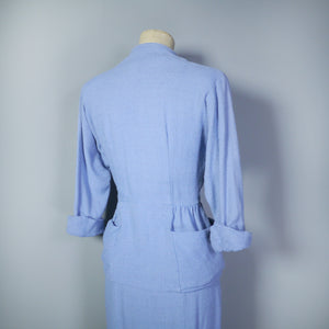 50s LIGHT BLUE FITTED SPRING/SUMMER SKIRT SUIT - XS