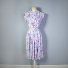 Load image into Gallery viewer, 40s PASTEL BLUE NOVELTY PRINT DRESS - S