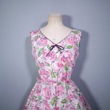 Load image into Gallery viewer, 50s PEGGY PAGE PINK PAINTERLY ROSE FLORAL DRESS AND BOLERO - XS-S