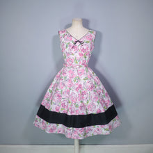 Load image into Gallery viewer, 50s PEGGY PAGE PINK PAINTERLY ROSE FLORAL DRESS AND BOLERO - XS-S