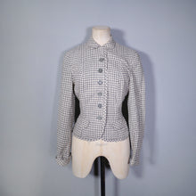 Load image into Gallery viewer, 50s BOBBIE BROOKS LIGHTWEIGHT CREAM AND GREY CHECK FITTED SUMMER JACKET - S