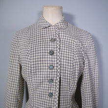 Load image into Gallery viewer, 50s BOBBIE BROOKS LIGHTWEIGHT CREAM AND GREY CHECK FITTED SUMMER JACKET - S