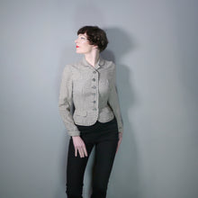 Load image into Gallery viewer, 50s BOBBIE BROOKS LIGHTWEIGHT CREAM AND GREY CHECK FITTED SUMMER JACKET - S